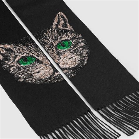 Gucci Silk cashmere scarf with Mystic Cat 